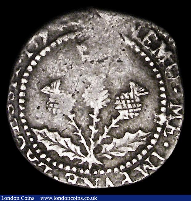 London Coins : A194 : Lot 720 : Scotland Twelve Pence James VI, Seventh Coinage (1594&ndash;1596), crowned and draped bust right, pe...