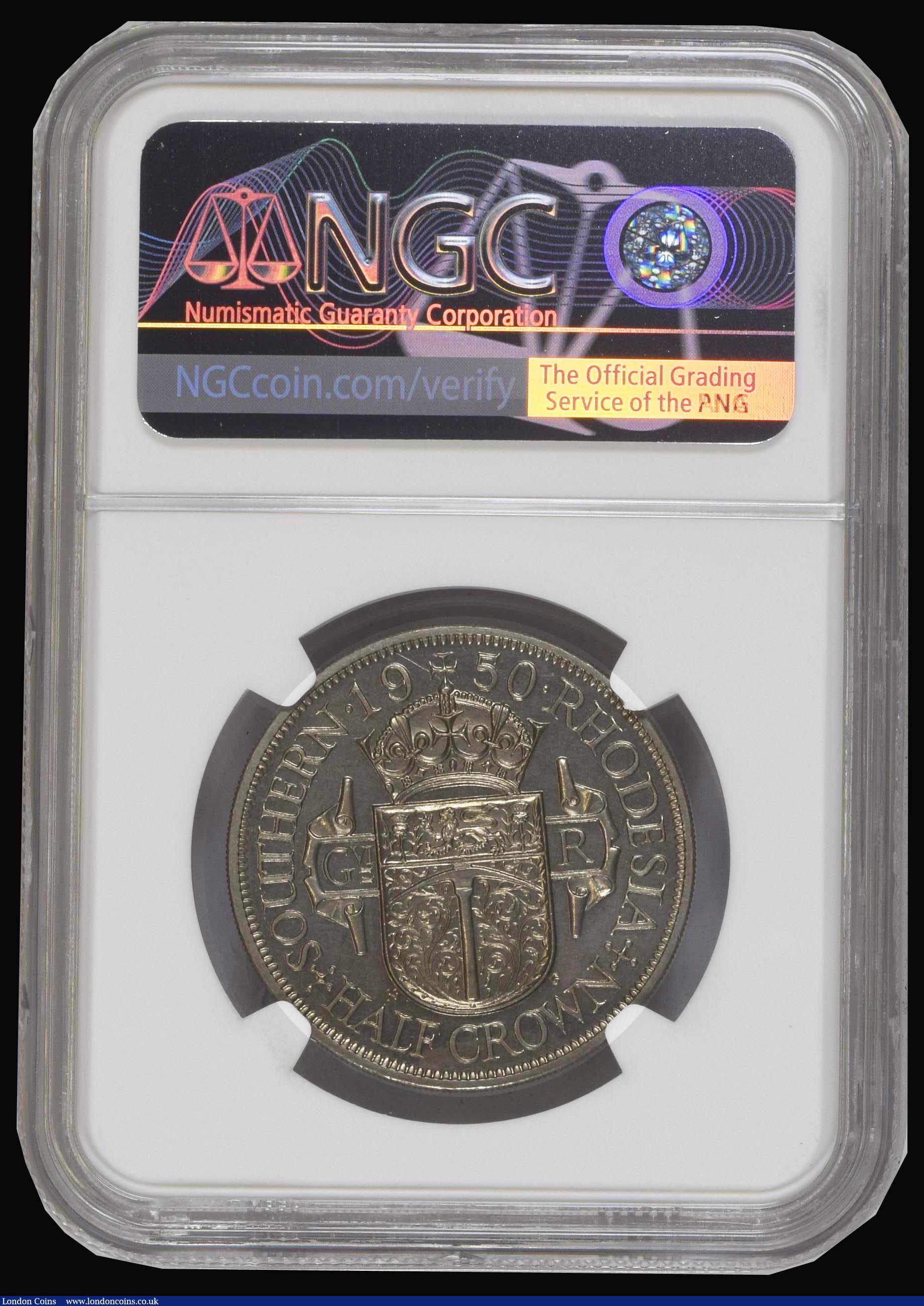 London Coins : A194 : Lot 730 : Southern Rhodesia Halfcrown 1950 VIP Proof and graded PF65 by NGC
