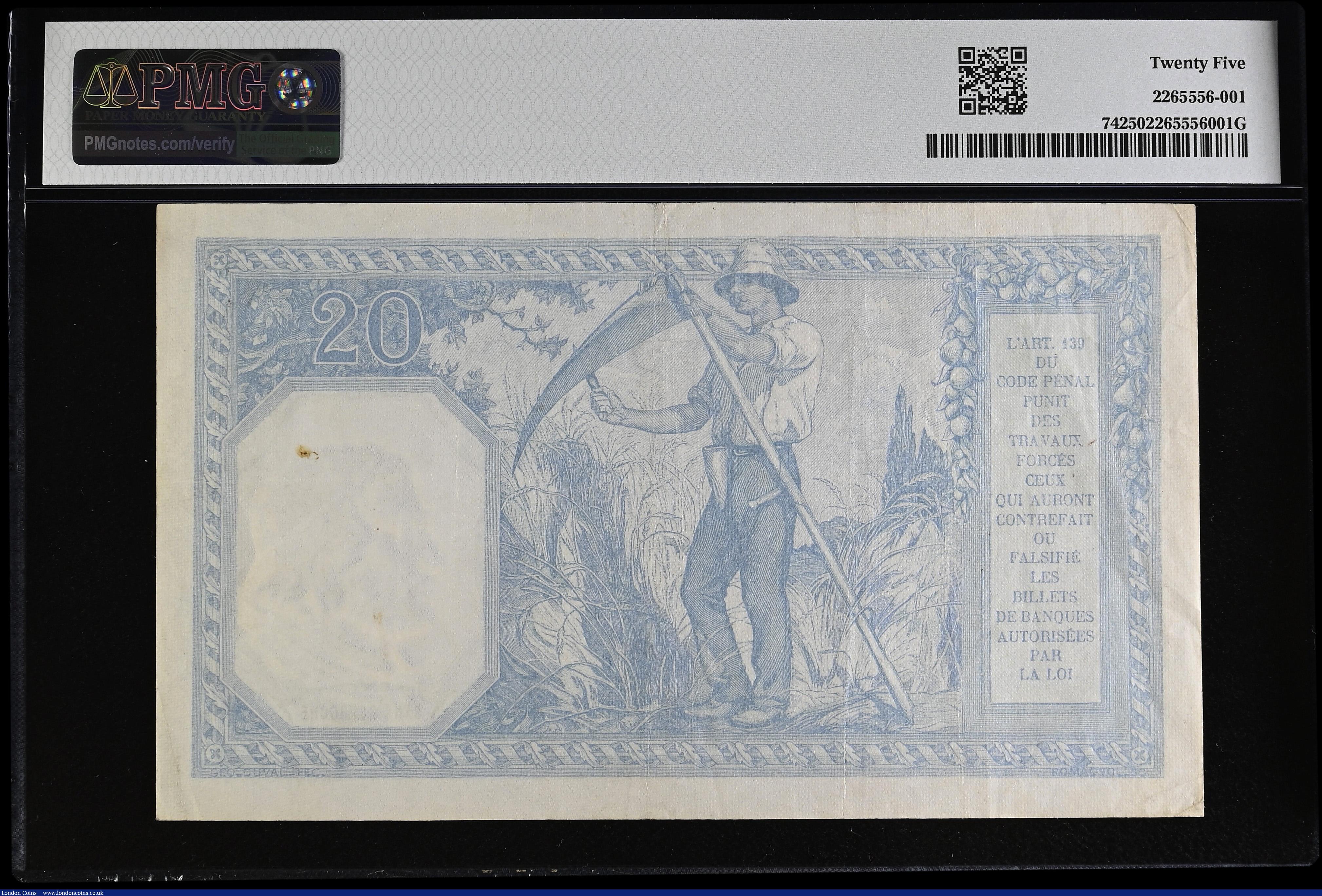 London Coins : A194 : Lot 77 : France 20 Francs 31.10.1918 Pick 74 PMG 25 Very Fine