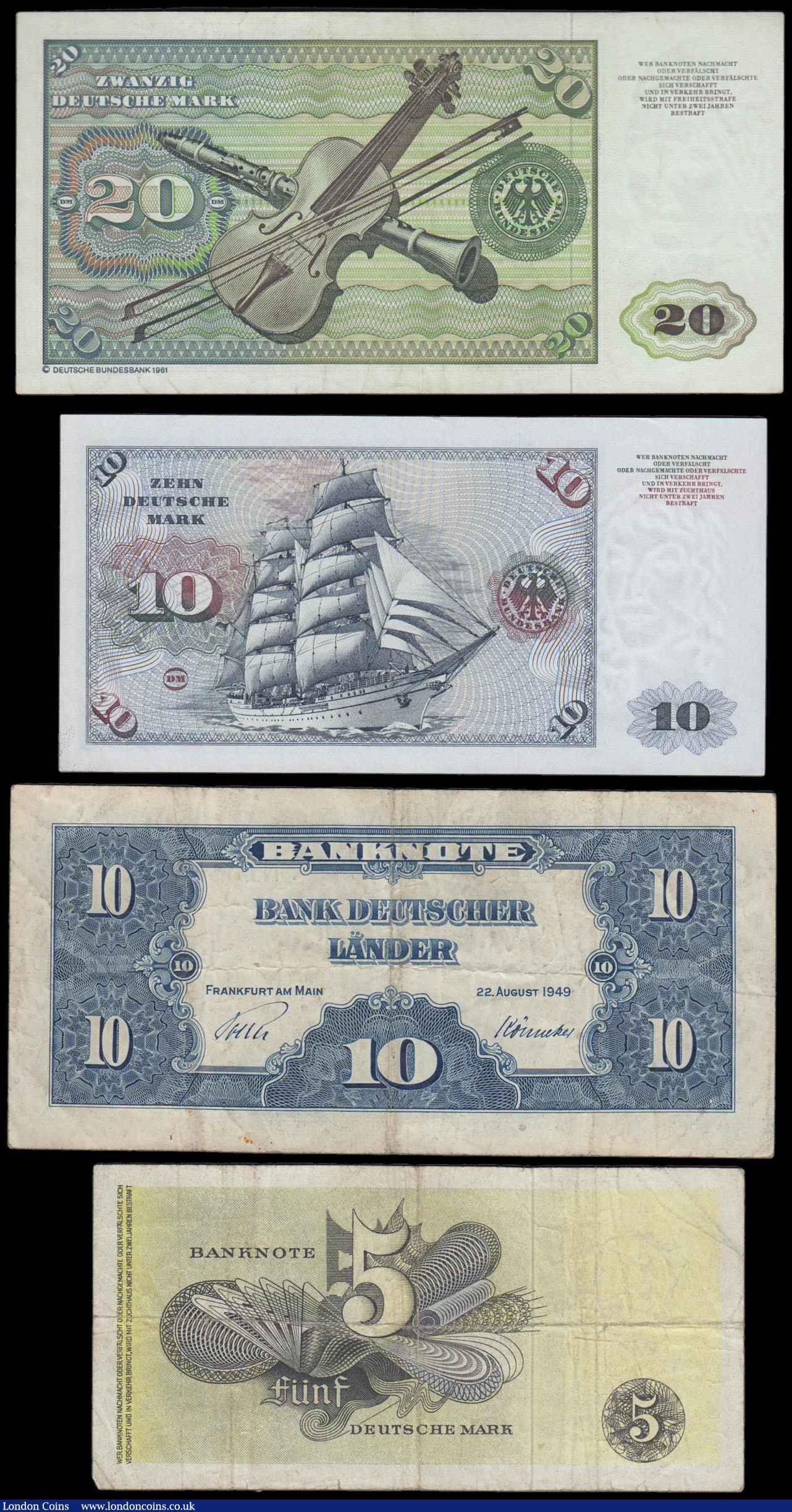 London Coins : A194 : Lot 80 : Germany Federal Republic 1940-80's  (4) Bank Deutscher L&auml;nder issues (2)  5 Deutsche Mark ...