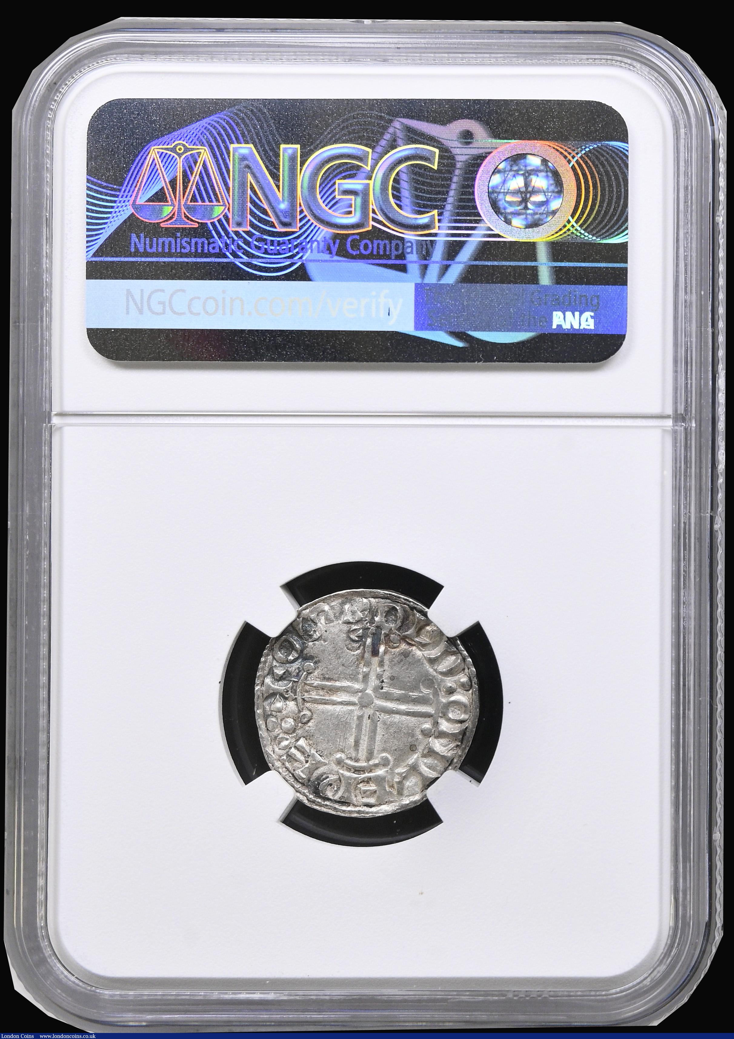 London Coins : A194 : Lot 814 : Penny Edward the Confessor Hammer Cross type S.1182 Lewes Mint, moneyer OSWOLD NGC MS63 rare and des...