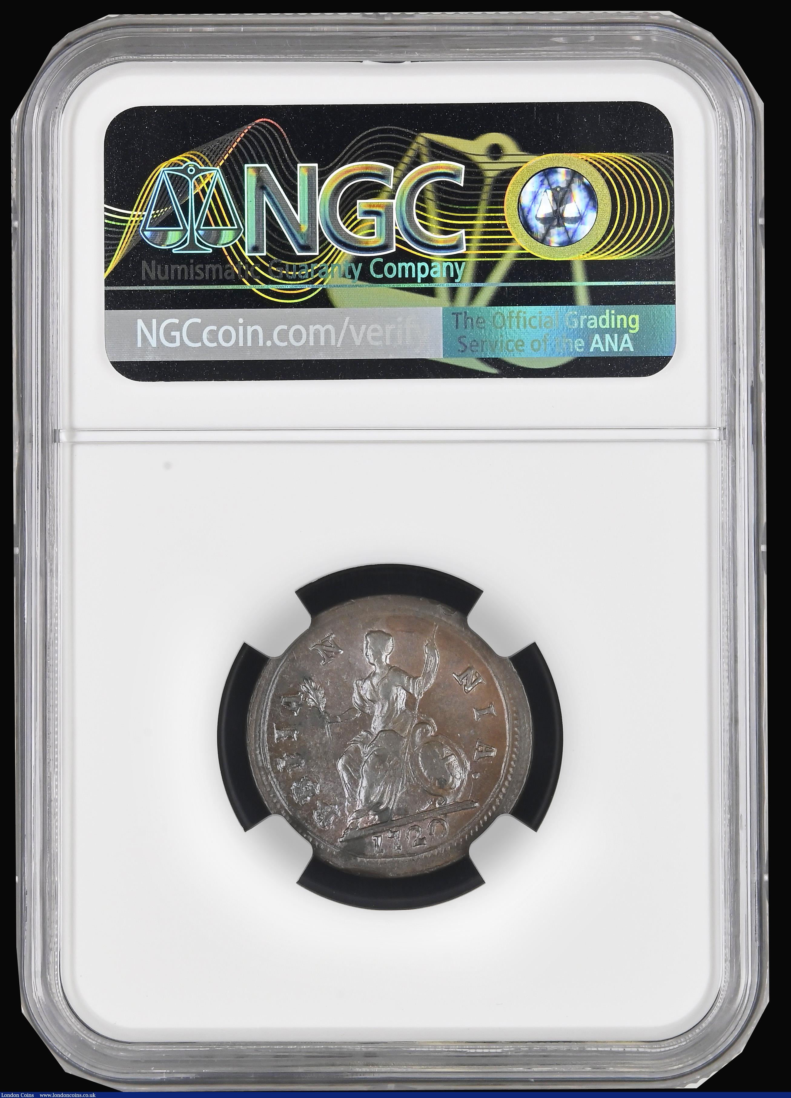 London Coins : A194 : Lot 952 : Farthing 1720 NGC MS62 BN, Peck 818 small letters obverse