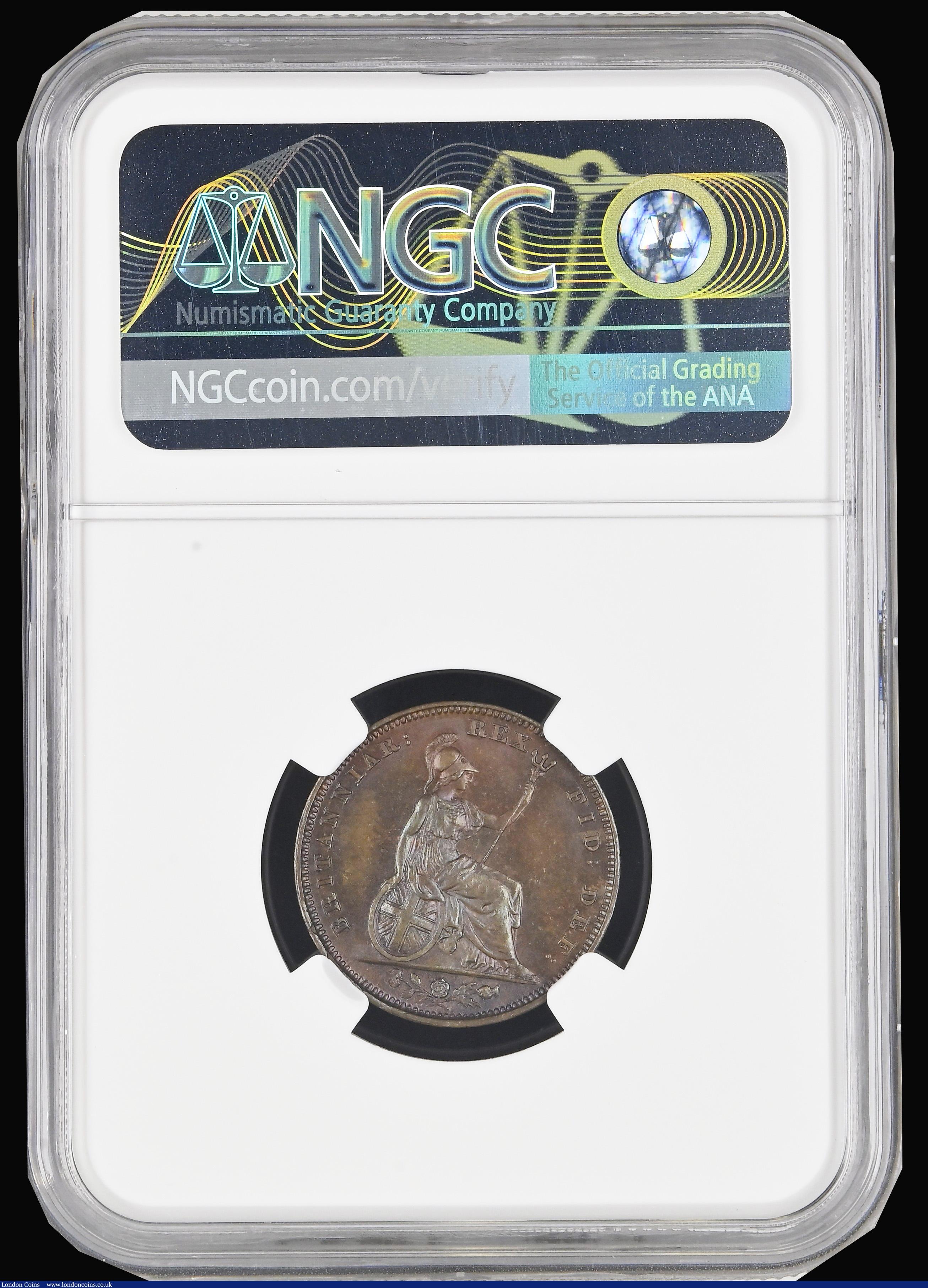 London Coins : A194 : Lot 962 : Farthing 1826 Second Issue Peck 1439 About UNC and lustrous NGC MS64 BN