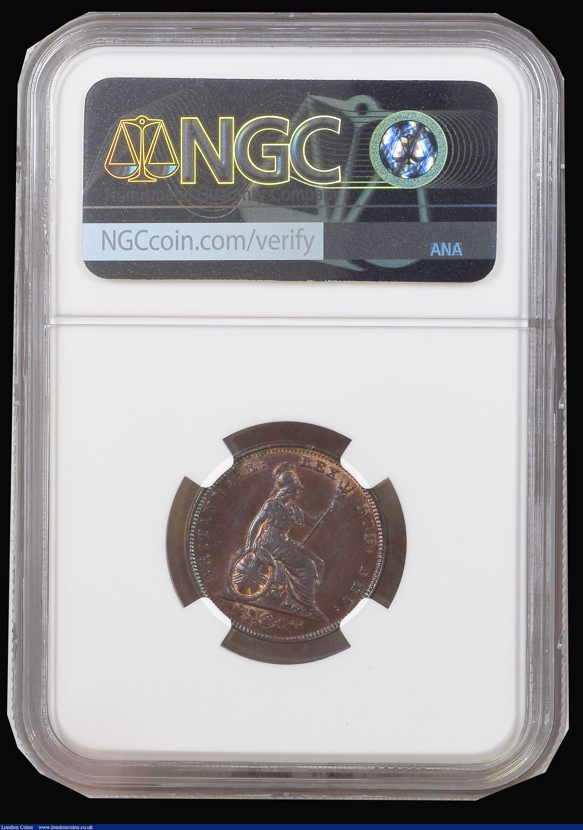 London Coins : A194 : Lot 964 : Farthing 1828 Peck 1443 NGC MS64 BN