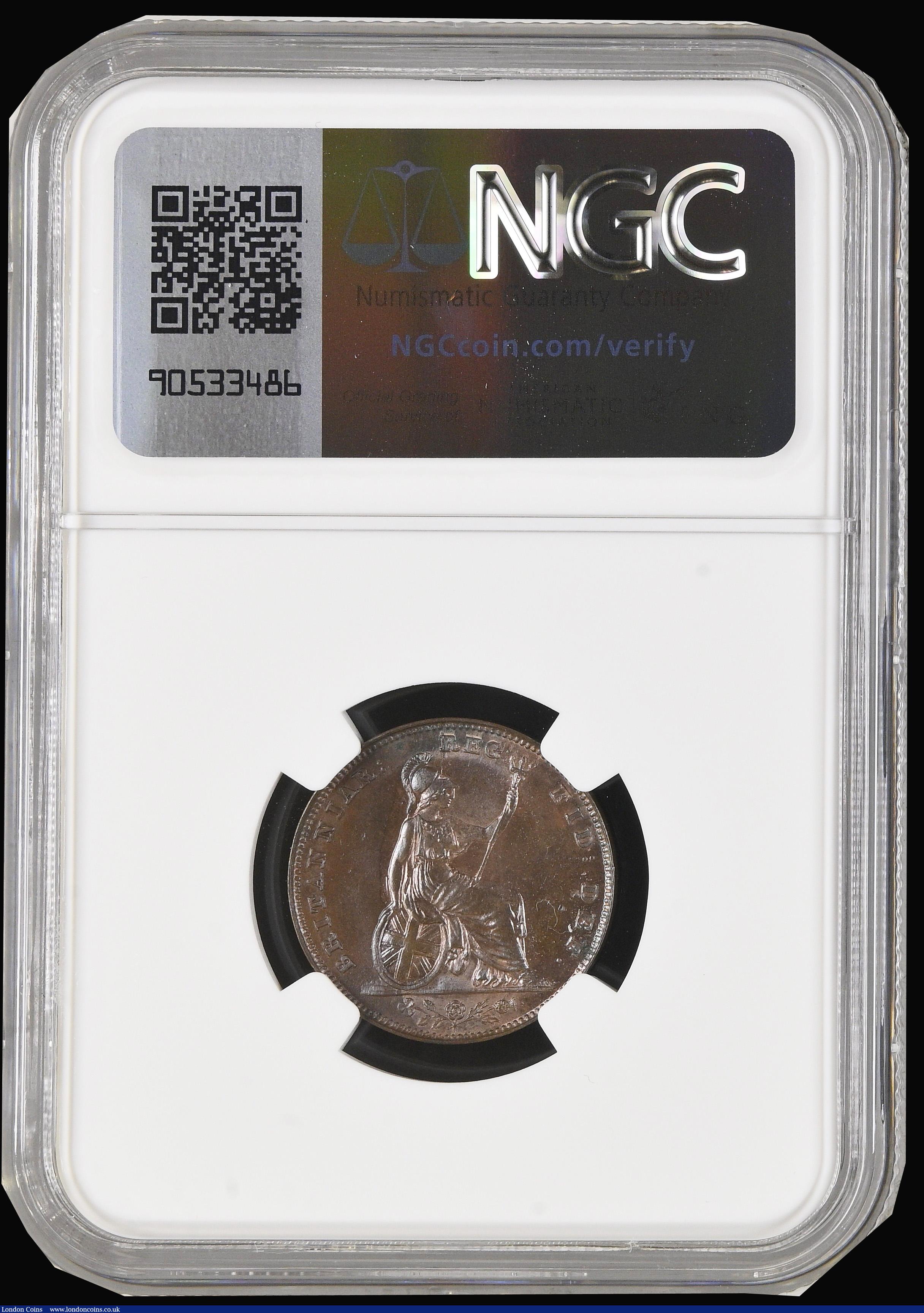 London Coins : A194 : Lot 968 : Farthing 1839 Peck 1554 NGC MS64 BN. NGC has graded only one finer