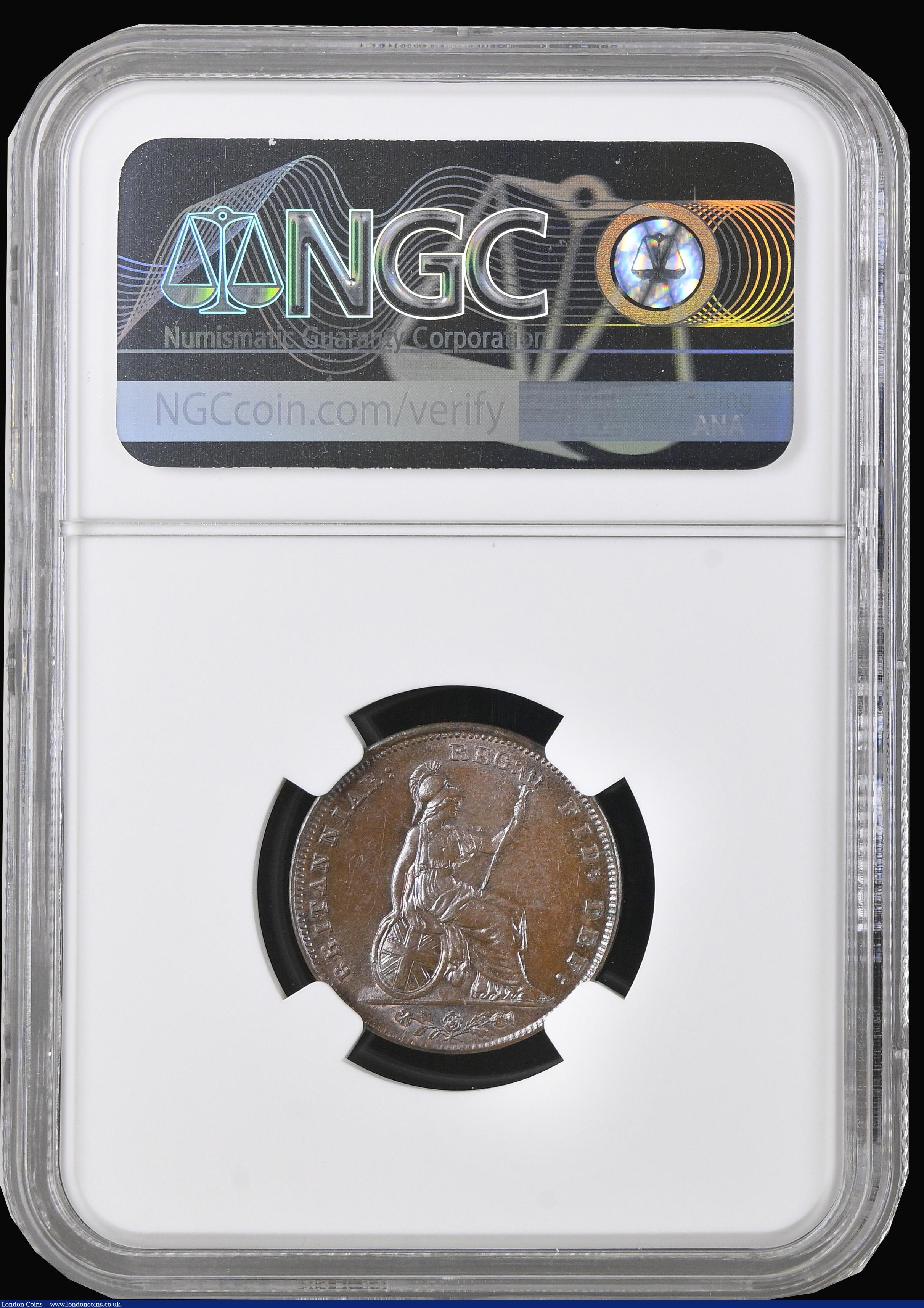 London Coins : A194 : Lot 970 : Farthing 1849 Peck 1570 NGC MS63 BN so a key date in high grade