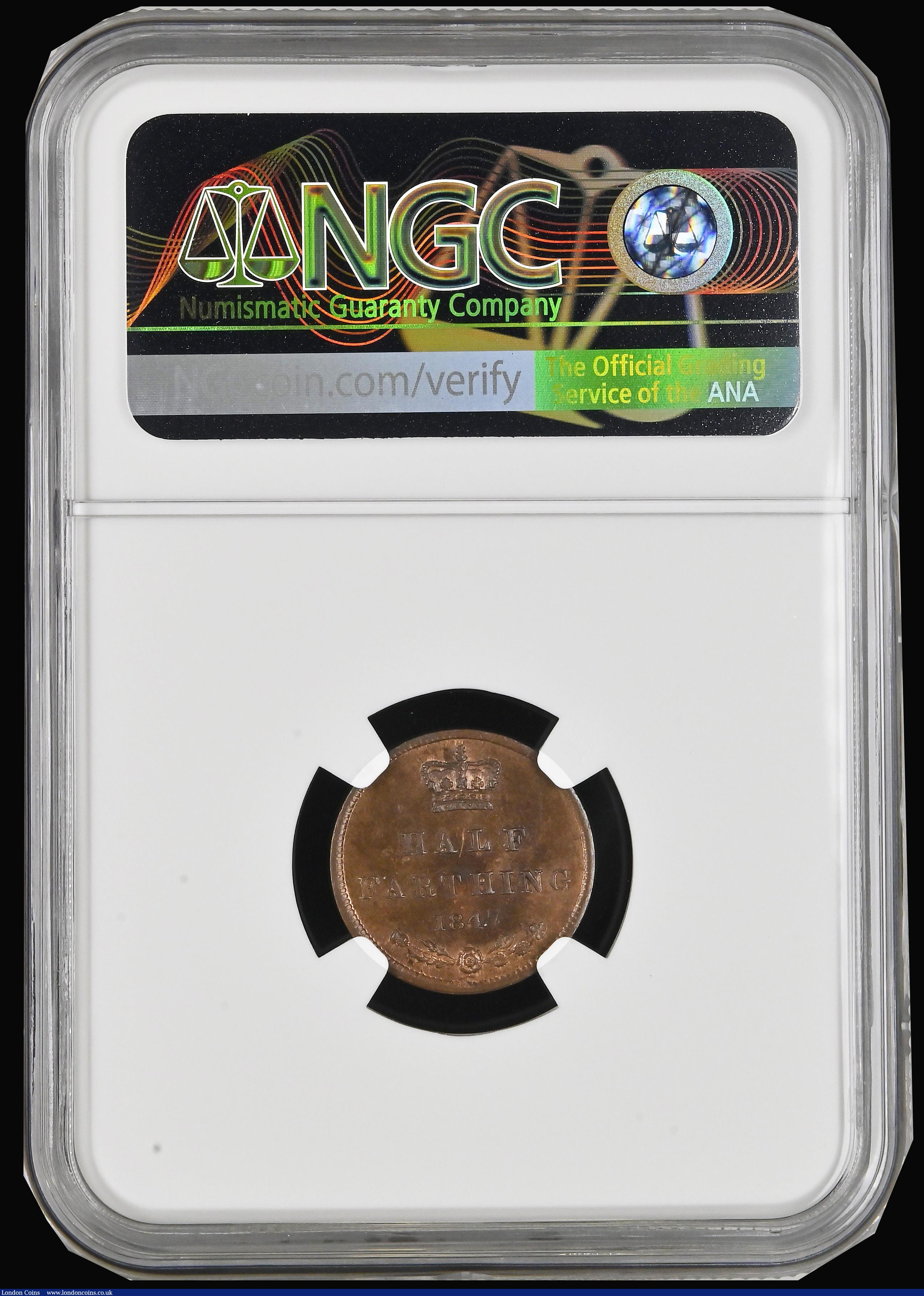 London Coins : A194 : Lot 981 : Half farthing 1847 Peck 1596 NGC MS64 RB