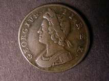 London Coins : A122 : Lot 1668 : Halfpenny 1732 2 over 1, with stop on the reverse unlisted by Peck, Fine, Ex-Nicholson c...