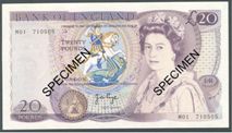 London Coins : A122 : Lot 269 : Twenty pounds Page B329 prefix M01 first run replacement issued 1970, UNC