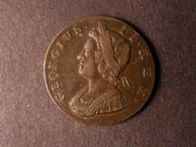 London Coins : A124 : Lot 2114 : Halfpenny 1732 2 over 1, with no stop on the reverse unlisted by Peck, Bold Fine, Ex-Nic...