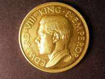London Coins : A124 : Lot 234 : Crown 1936 Edward VIII ESC 391D struck in Silver Gilt by Hearn nFDC