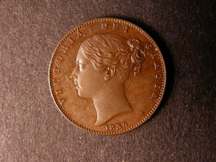 London Coins : A124 : Lot 254 : Farthing 1839 Bronzed Proof with reverse upright Peck 1556 About FDC with one tiny edge nick