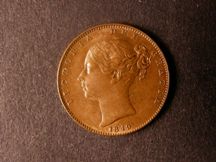 London Coins : A124 : Lot 263 : Farthing 1849 Peck 1570 GEF with traces of lustre and a couple of tone spots on the reverse, rar...
