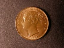 London Coins : A124 : Lot 265 : Farthing 1850 5 over 4 Lustrous AU/GEF with a few tone spots on the reverse