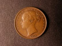 London Coins : A124 : Lot 266 : Farthing 1850 the 5 over struck probably over a 7 unlisted by Peck but a known variety EF