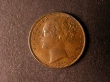 London Coins : A124 : Lot 275 : Farthing 1855 WW Raised A/UNC with traces of lustre and scarce in high grade