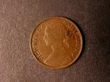 London Coins : A124 : Lot 282 : Farthing 1860 Toothed Border/Beaded Border mule Freeman 498 dies 2+A NVF with some wavy marks in the...