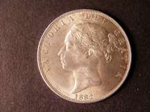 London Coins : A124 : Lot 451 : Halfcrown 1882 ESC 710 Lustrous UNC with a couple of minor rim nicks, Rare in high grade