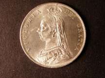 London Coins : A124 : Lot 461 : Halfcrown 1889 ESC 722 Davies 647 dies 3C chain touches arches Lustrous UNC