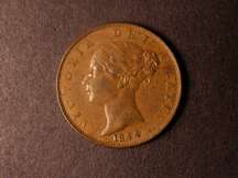 London Coins : A124 : Lot 512 : Halfpenny 1844 Peck 1528 GVF