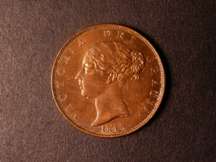 London Coins : A124 : Lot 514 : Halfpenny 1846 Peck 1530 UNC with a few rim nicks and dirt in the legend, an attractive and colo...