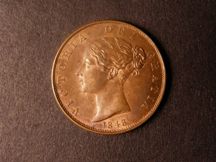 London Coins : A124 : Lot 516 : Halfpenny 1848 8 over 7 Peck 1532 lustrous UNC with a few flecks of toning