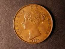London Coins : A124 : Lot 518 : Halfpenny 1851 Dots on Shield Reverse B Peck 1535 EF scarce