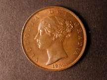 London Coins : A124 : Lot 520 : Halfpenny 1852 Dots on Shield Reverse B Peck 1537 Lustrous GEF with some surface marks on the portra...