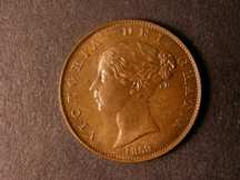 London Coins : A124 : Lot 531 : Halfpenny 1859 9 over 8 Peck 1550 A/UNC with lustre traces, some evidence of die stress on the o...