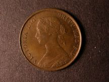 London Coins : A124 : Lot 540 : Halfpenny 1860 Toothed Border Freeman 268 dies 5+B (R16) GEF with traces of lustre and one edge nick