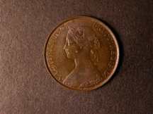 London Coins : A124 : Lot 549 : Halfpenny 1861 Freeman 276 dies 6+E LCW on rock A/UNC with a spot on the portrait and traces of lust...