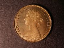 London Coins : A124 : Lot 567 : Halfpenny 1868 Bronze Proof Freeman 305 dies 7+G nFDC with a few small carbon spots but retaining mu...