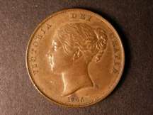 London Coins : A124 : Lot 644 : Penny 1845 Peck 1489 AU/GEF with pale lustre on the obverse, toned on the reverse