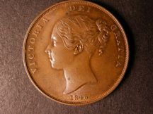 London Coins : A124 : Lot 649 : Penny 1848 Peck 1494 8 over 6 A/UNC with traces of lustre a few small dark spots hardly detract,...