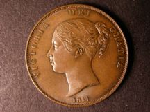 London Coins : A124 : Lot 652 : Penny 1851 DEF Close Colon Peck 1499 UNC or near so and nicely toned 