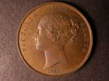 London Coins : A124 : Lot 654 : Penny 1853 Copper Proof Peck 1503 Reverse upright nFDC with some lustre