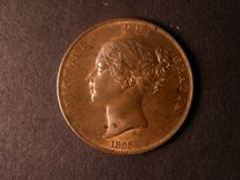 London Coins : A124 : Lot 668 : Penny 1858 8 over 7 Peck 1516 UNC/AU with a few spots and traces of lustre