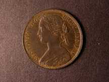London Coins : A124 : Lot 687 : Penny 1860 Toothed Border Freeman 10 dies 2+D UNC toned