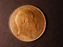 London Coins : A124 : Lot 809 : Penny 1907 Freeman 163 dies 1+C UNC with pale lustre and some tone spots