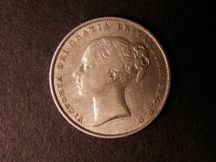 London Coins : A124 : Lot 866 : Shilling 1854 4 over 1 ESC 1302A Fine/Good Fine but cleaned, Very Rare