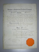 London Coins : A124 : Lot 87 : Great Britain, Durham and Sunderland Railway Co., certificate No.1653 for one share, dat...