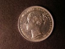 London Coins : A124 : Lot 879 : Shilling 1867 ESC 1317B Davies 894 dies 5A Third Young Head Die Number 17 with pellet above die numb...