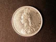 London Coins : A124 : Lot 895 : Shilling 1889 Small Jubilee Head ESC 1354 NEF/EF and very rare in this grade