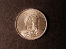 London Coins : A124 : Lot 946 : Sixpence 1887 Withdrawn R of VICTORIA over V ESC 1752A EF Rare