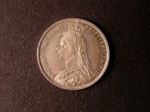 London Coins : A124 : Lot 947 : Sixpence 1887 Withdrawn type ESC 1752B with J.E.B on truncation (R3) A/UNC 