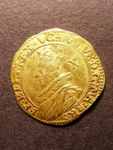 London Coins : A125 : Lot 714 : Double Crown Charles I S.2700 Group B with more elongated bust dividing the legend mintmark Heart NV...