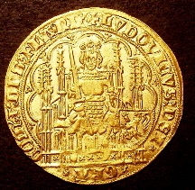 London Coins : A126 : Lot 451 : Belgium Flanders (Low Countries) Chaise d'Or undated (Ghent) Louis de Maele 1346-1384 Ruler on ornat...