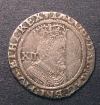 London Coins : A126 : Lot 855 : Shilling James I Third Coinage Sixth Bust (Large) S.2668 mintmark Lis Fine
