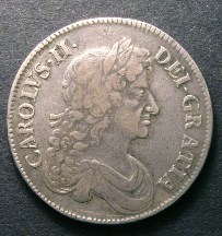 London Coins : A126 : Lot 886 : Crown 1676 VICESIMO OCTAVO ESC 51 Good Fine/Fine