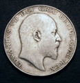 London Coins : A129 : Lot 1494 : Halfcrown 1905 ESC 750 About Fine reverse near so as the I of HONI and P of PENSE are not visible
